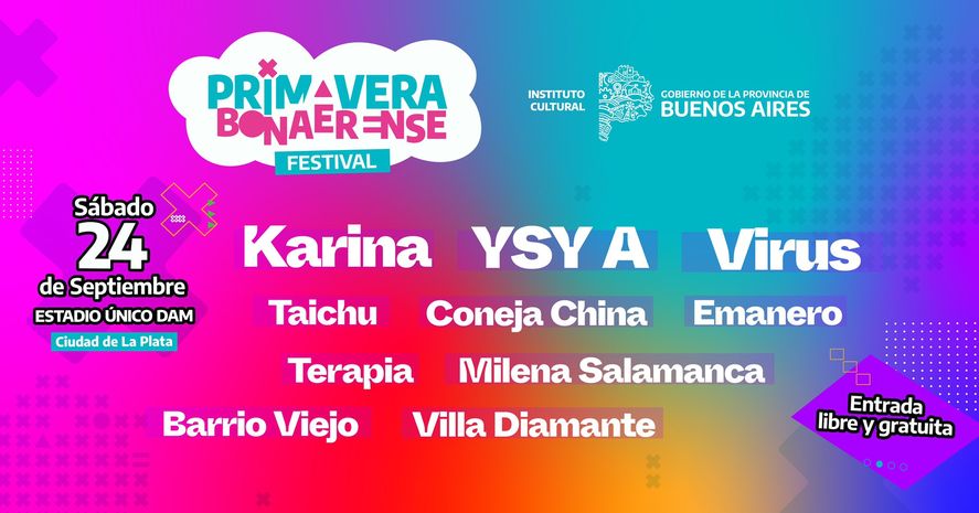 El festival Primavera Bonaerense se realizará el sábado 24 de septiembre en el Estadio Único Diego Armando Maradona.