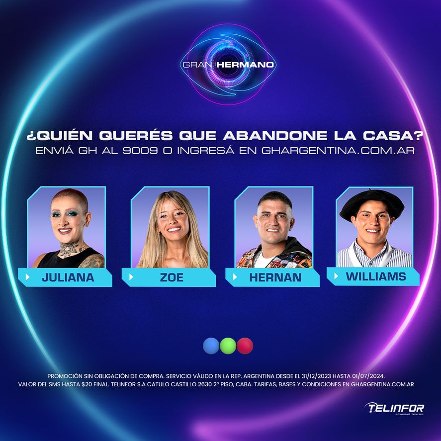 Así quedó la primera placa de nominados de Gran Hermano. 