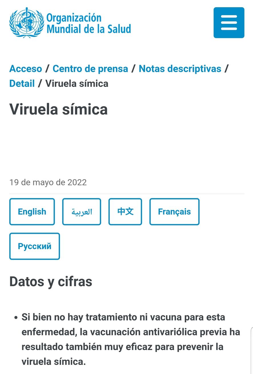 La vacuna antivariólica que se utilizó hasta 1978 en la Argentina podría inmunizar también a la viruela del mono, según la Organización Mundial de la Salud. 