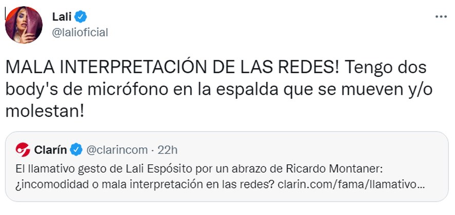 La respuesta de Lali sobre la polémica con Ricardo Montaner