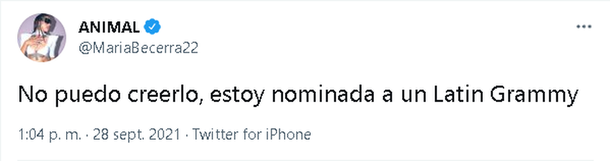 María Becerra festejó la nominación a los Latin Grammy