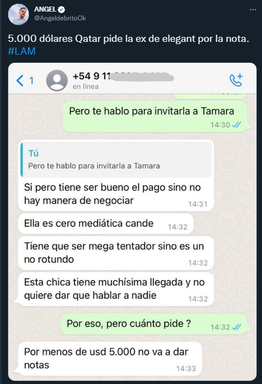Tamara Báez pidió una exuberante cifra para dar notas en televisión
