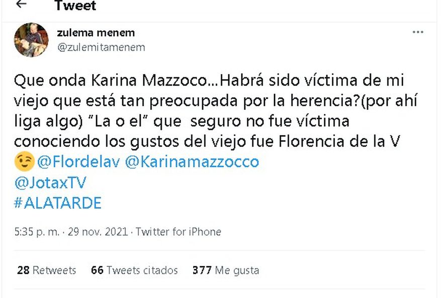 Zulema Menem y un comentario homofóbico sobre Flor de la V