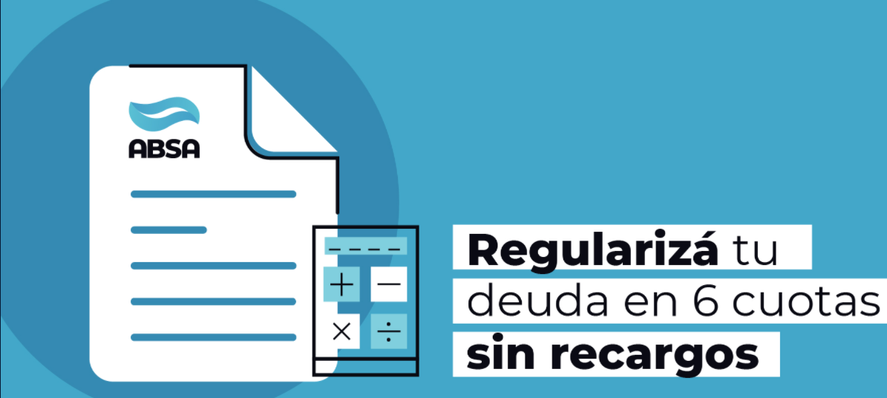 ABSA informó que, hasta el próximo lunes 31 de diciembre los usuarios tendrán tiempo de regularizar deudas hasta en 6 cuotas.