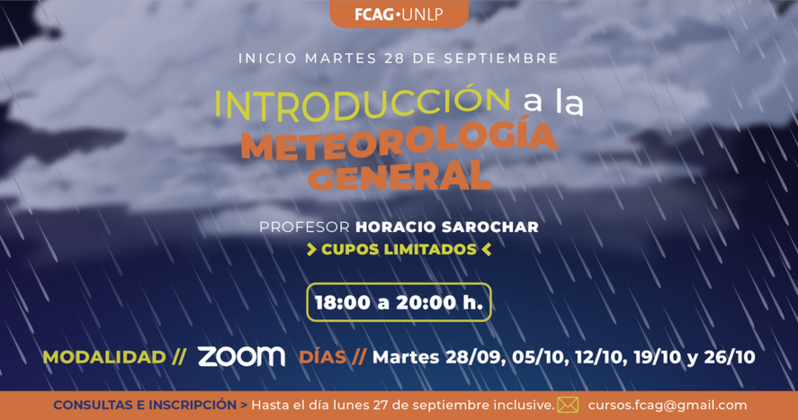 El curso de meteorología de la UNLP comenzará el martes 28 de septiembre