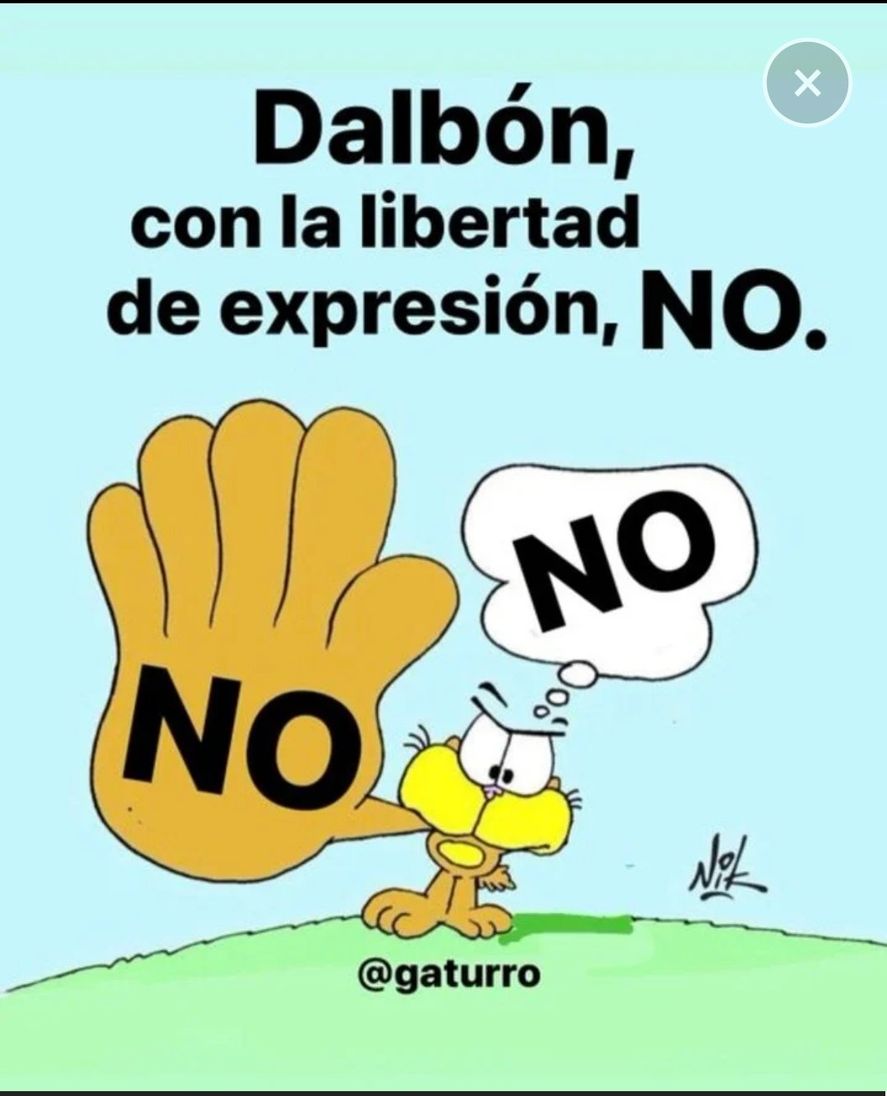 El dibujo de Nik que responde al anuncio del abogado Gregorio Dalbón de llevar a la justicia al humorista gráfico, y es igual a uno anterior que utilizó contra Aníbal Fernández, pero mal recortado