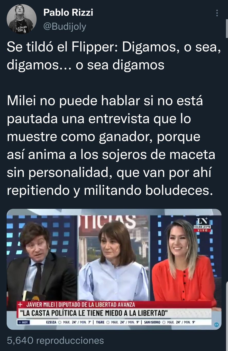 En redes fueron muchos usuarios quienes notaron la reiteración de palabras muletillas de Javier Milei en su furiosa entrevista con La Nación Más 