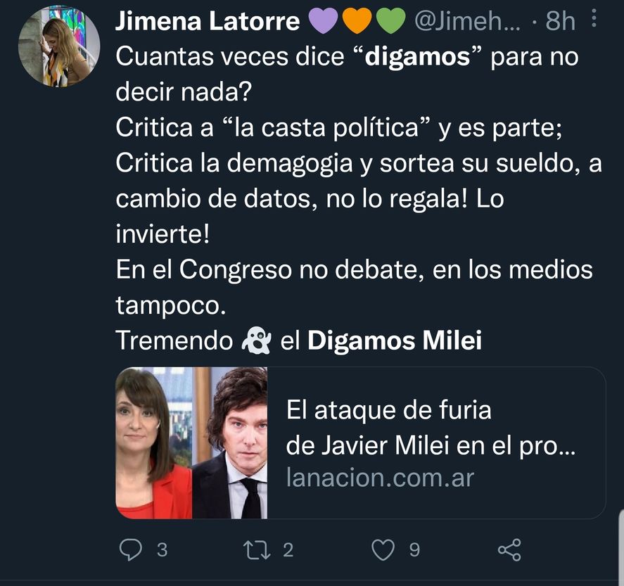 En redes fueron muchos usuarios quienes notaron la reiteración de palabras muletillas de Javier Milei en su furiosa entrevista con La Nación Más 