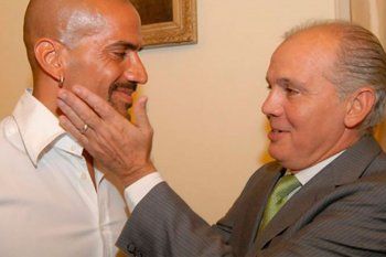 Verón y Sabella en una de las tantas charlas.