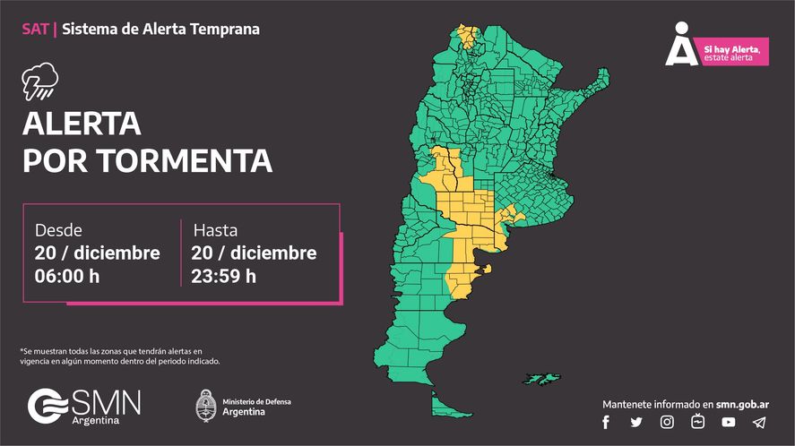 El Servicio Meteorológico Nacional anunció un alerta amarillo por tormentas en parte de la región bonaerense. Enterate cuáles son las localidades.