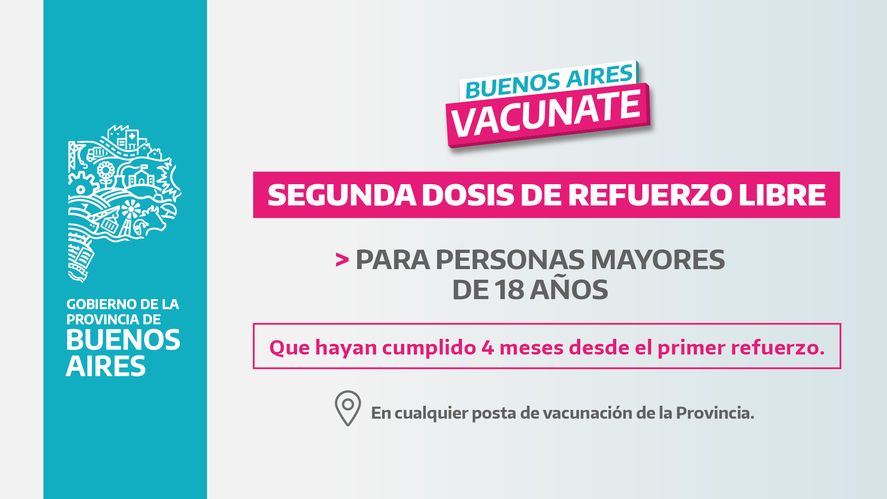 En la Provincia de Buenos Aires hay segundo refuerzo libre para mayores de 18 años. Lo anunció Axel Kicillof.