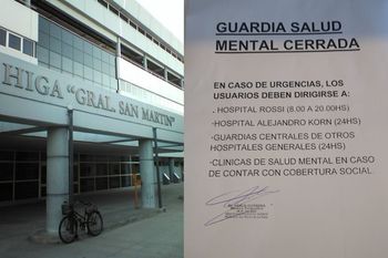 En el Hospital San Martín, colocaron un cartel para informar que la guardia está cerrada
