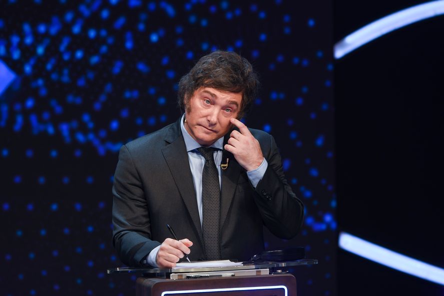 Javier Milei durante su participación en el debate presidencial (Foto: NA)
