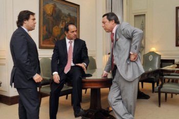 Daniel Scioli junto a Alberto Pérez y a Ricardo Casal, en una postal de 2011.