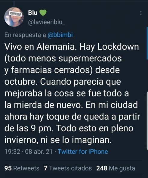En Twitter muchos argentinos radicados en el exterior, muestran la realidad de cada país frente a las medidas que toman los gobiernos de cara a la segunda ola de coronavirus y como los medios de comunicación acompañan generalmente por el bien superior de la salud pública. 