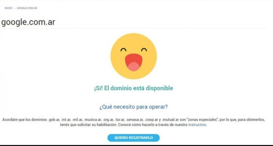 Captura de pantalla del dominio Google (google.com.ar) comprado por Kuroña, a quien la BBC llama Kurona por no tener "ñ" el idioma inglés 