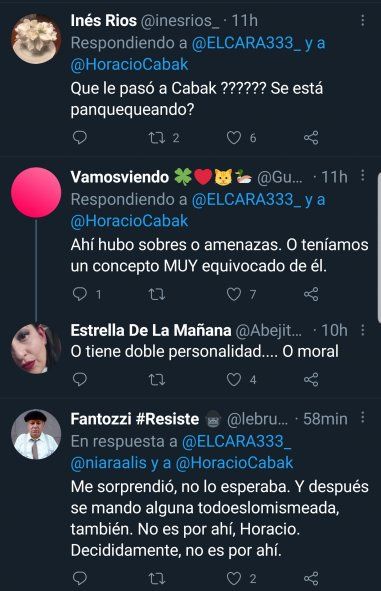 Los seguidores que idolatraban a Horacio Cabak comenzaron a cancelarlo por tener opiniones no tan críticas al gobierno y al presidente 