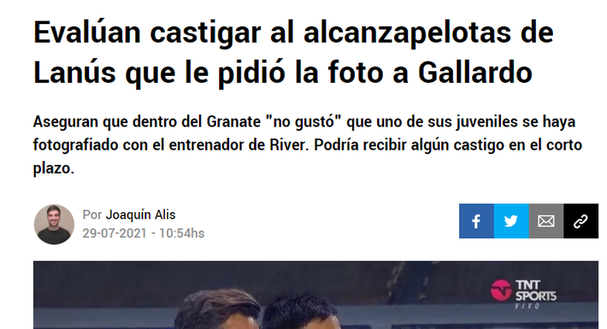 Los medios formaron parte de lo que se desmintió tras la foto del pibe con Gallardo tras el Lanús - River.