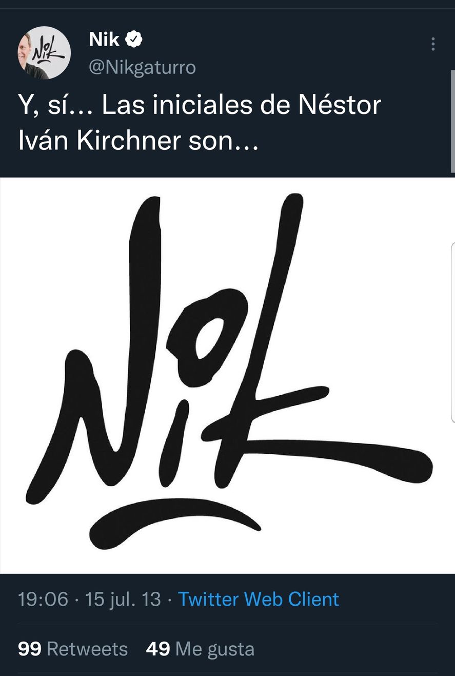 Tweets de Nik burlándose de Nestor Iván Kirchner cuando era un bebé recién nacido 