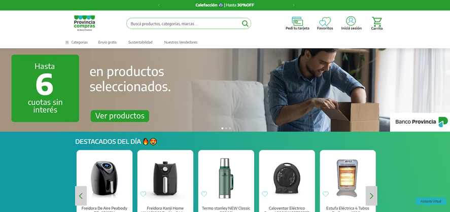 El Banco Provincia vuelve a ofrecer 6 cuotas sin interés en su tienda virtual "Provincia Compras" para comprar productos de diversos rubros.