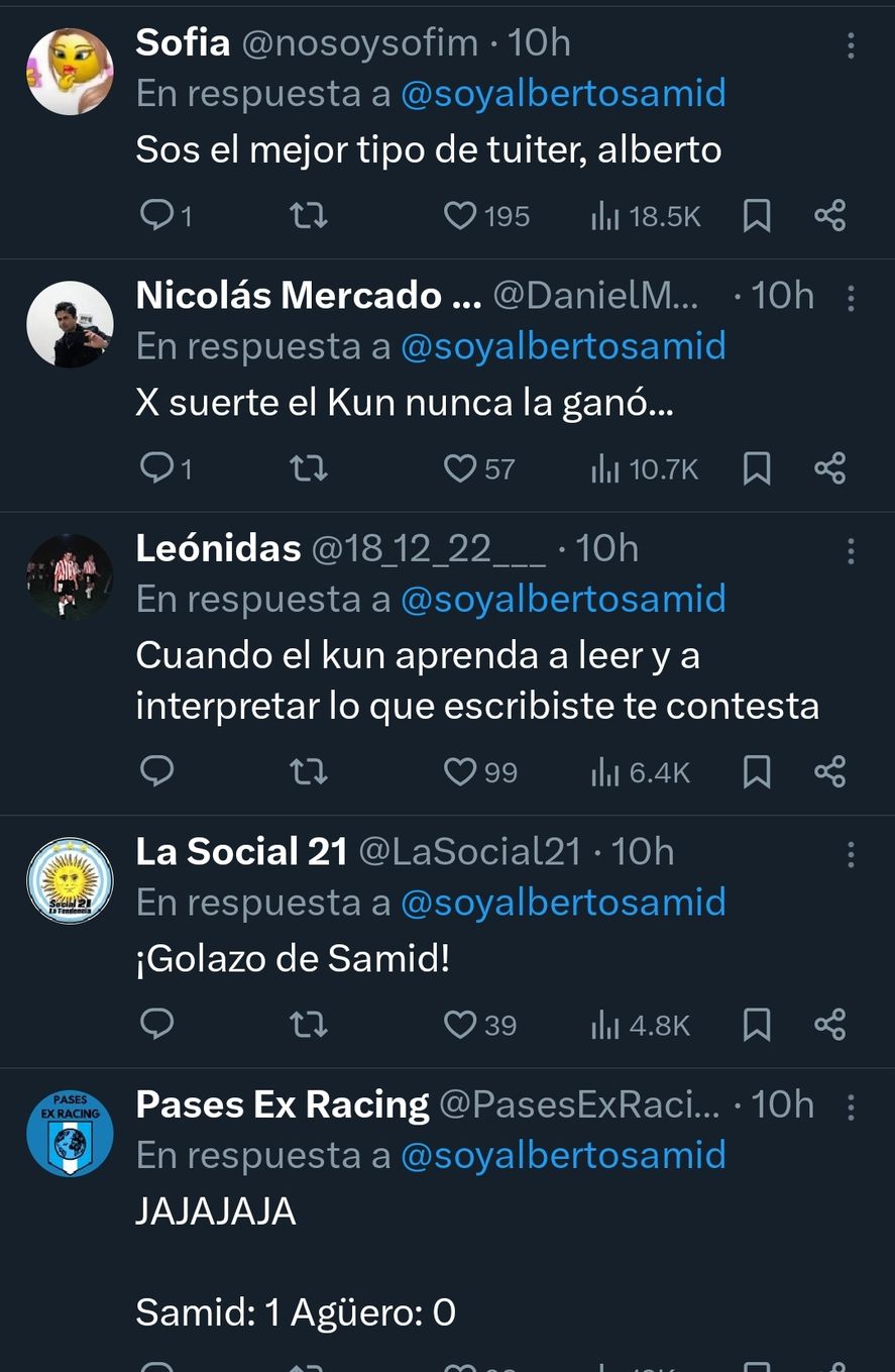 Algunas respuestas en redes sociales al tweet de Alberto Samid 