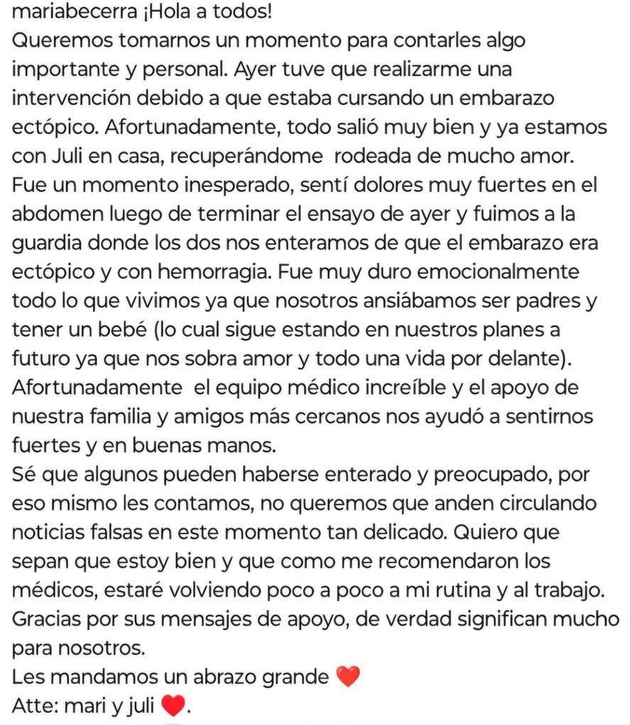 El impactante posteo de María Becerra 