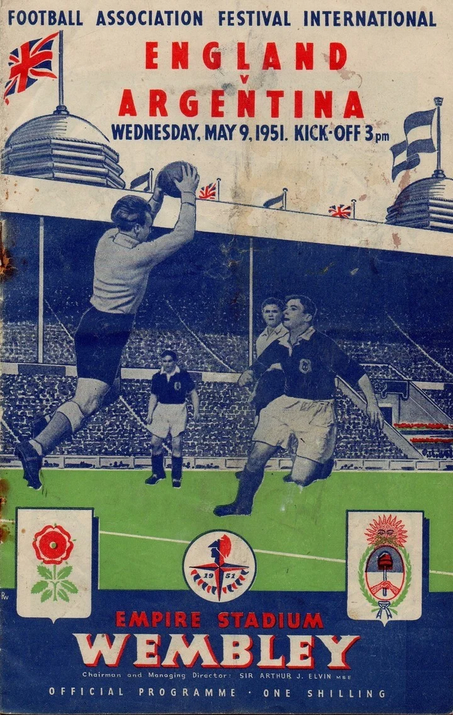 Con esta imagen se promovió el primer Inglaterra - Argentina en Wembley, un partido de mil historias.