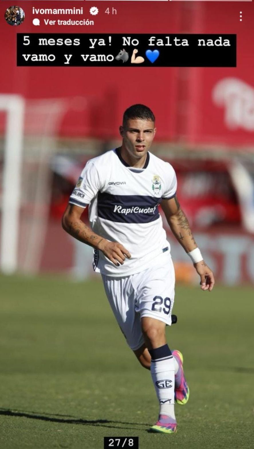 Ivo Mammini, jugador de Gimnasia, comparte en sus redes sociales la evolución de su recuperación 