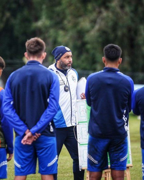 Marcelo Méndez en un entrenamiento de Gimnasia