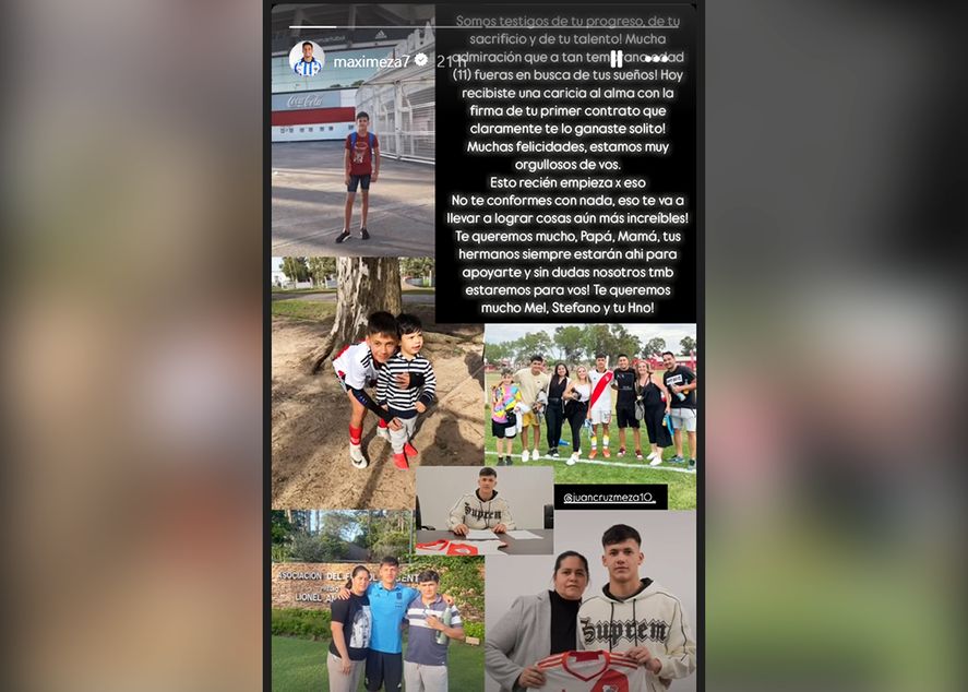 La historia que publicó el ex Gimnasia Maximiliano Meza en su Instagram.