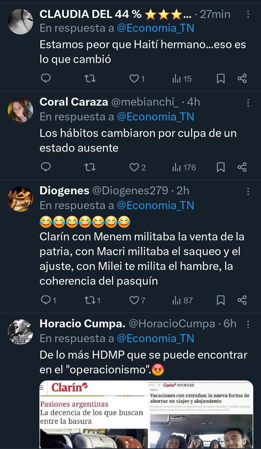 Opiniones en redes sobre el artículo que habla de la caída del consumo de champañas y espumantes en TN 