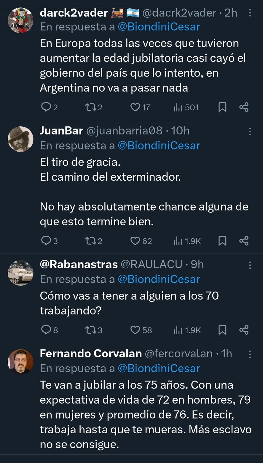 Opiniones en redes sobre la posible suba de la edad jubilatoria a 75 años que propondrá el gobierno de Javier Milei 