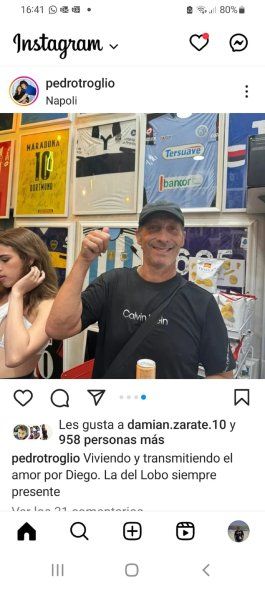 Pedro Troglio y su amor por Diego y Gimnasia. Foto (@pedrotroglio)