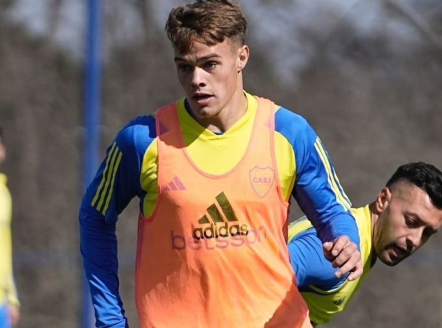 Miramón durante el entrenamiento de Boca.