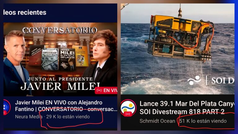 El fondo del mar venció al show de Fantino: Conicet 51mil vs. Milei 29mil